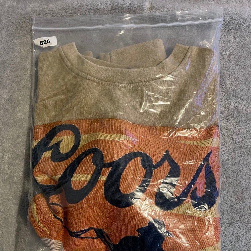 Coors‎ Banquet Beer Cowboy Graphic Sweatshirt Mens Medium Tan Sun Wash Crewneck - Picture 9 of 9